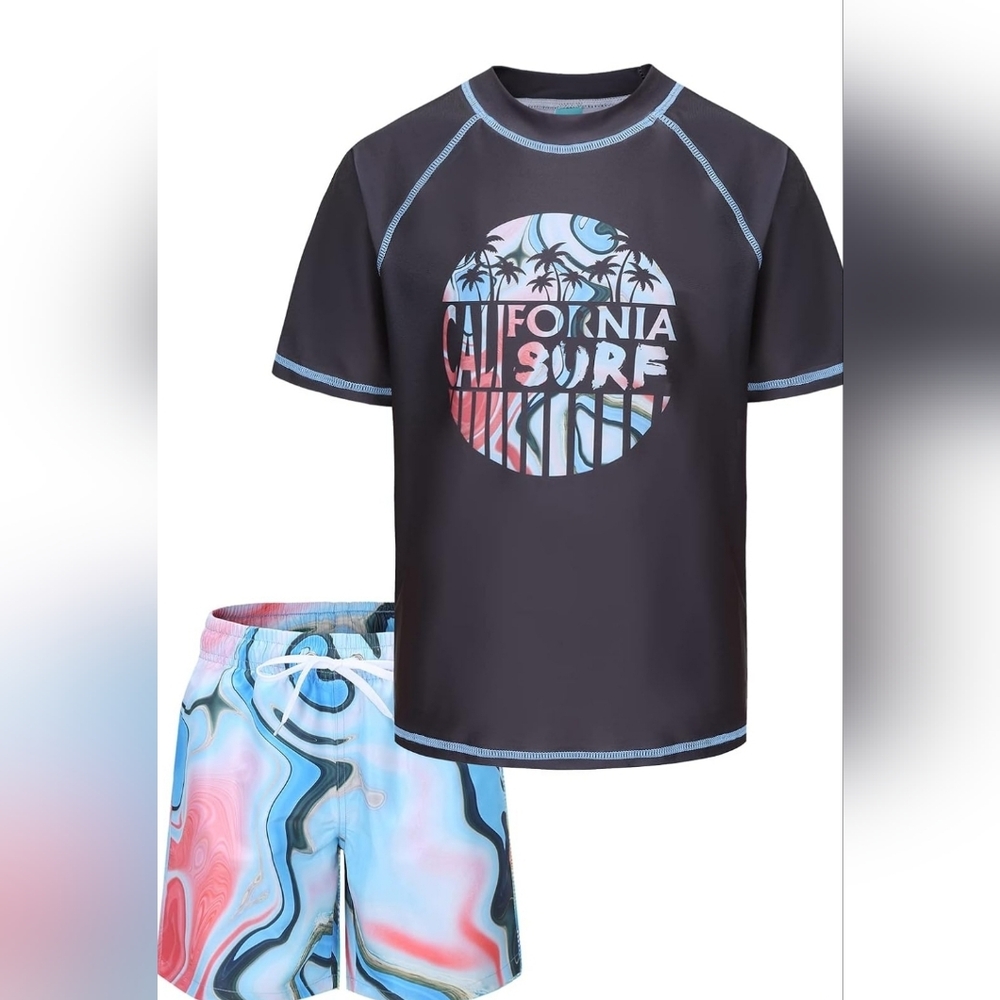 Boys Rash Guard Swimsuit Set.